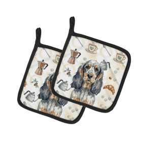Blue Roan & Tan English Cocker Spaniel Coffee Bar Pair of Pot Holders