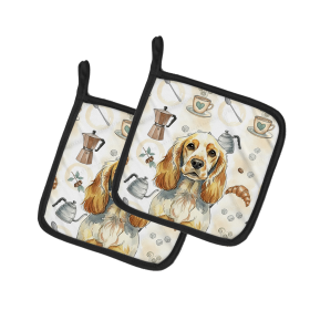 Lemon Roan English Cocker Spaniel Coffee Bar Pair of Pot Holders