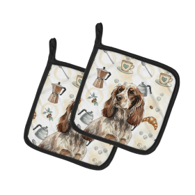 Liver Roan English Cocker Spaniel Coffee Bar Pair of Pot Holders