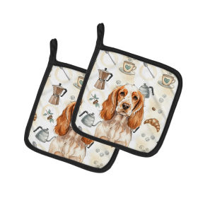 Orange Roan English Cocker Spaniel Coffee Bar Pair of Pot Holders