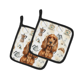 Red English Cocker Spaniel Coffee Bar Pair of Pot Holders