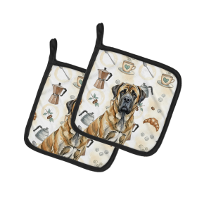 Brindle English Mastiff Coffee Bar Pair of Pot Holders