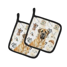 Fawn English Mastiff Coffee Bar Pair of Pot Holders