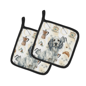 Blue Belton English Setter Coffee Bar Pair of Pot Holders