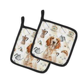 Orange Belton English Setter Coffee Bar Pair of Pot Holders