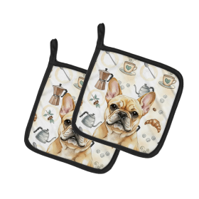 Fawn French Bulldog Coffee Bar Pair of Pot Holders