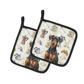 German Pinscher Coffee Bar Pair of Pot Holders