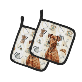 Red German Pinscher Coffee Bar Pair of Pot Holders