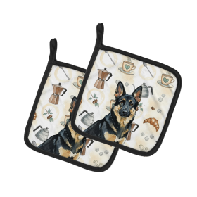 Black and Tan German Shepherd Coffee Bar Pair of Pot Holders