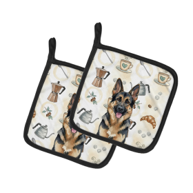 German Shepherd Coffee Bar Pair of Pot Holders