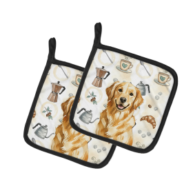 Golden Retriever Coffee Bar Pair of Pot Holders