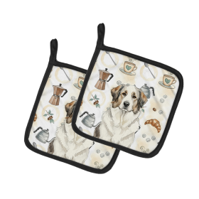 Badger Great Pyrenees Coffee Bar Pair of Pot Holders