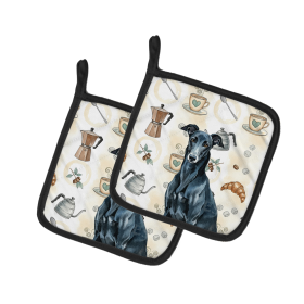 Black Greyhound Coffee Bar Pair of Pot Holders