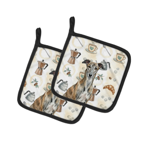 Brindle Greyhound Coffee Bar Pair of Pot Holders