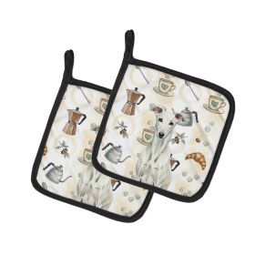 White Greyhound Coffee Bar Pair of Pot Holders