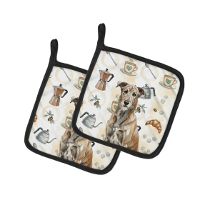 Brindle Irish Wolfhound Coffee Bar Pair of Pot Holders