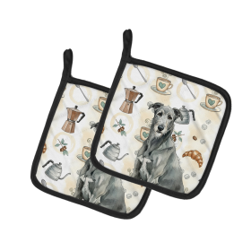 Gray Irish Wolfhound Coffee Bar Pair of Pot Holders