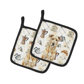 Wheaten Irish Wolfhound Coffee Bar Pair of Pot Holders