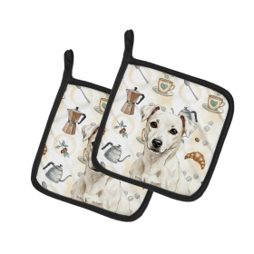White Jack Russell Terrier Coffee Bar Pair of Pot Holders