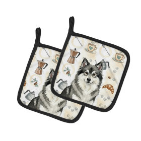 Keeshond Coffee Bar Pair of Pot Holders