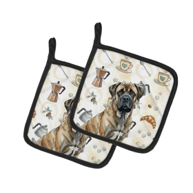 Brindle Mastiff Coffee Bar Pair of Pot Holders