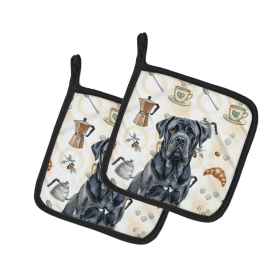 Black Neapolitan Mastiff Coffee Bar Pair of Pot Holders