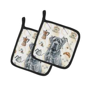 Blue Neapolitan Mastiff Coffee Bar Pair of Pot Holders