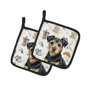 Black and Tan Norfolk Terrier Coffee Bar Pair of Pot Holders
