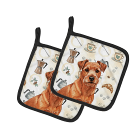 Red Norfolk Terrier Coffee Bar Pair of Pot Holders