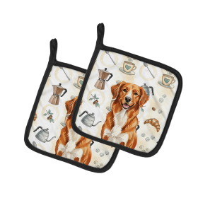 Orange Nova Scotia Duck Tolling Retriever Coffee Bar Pair of Pot Holders