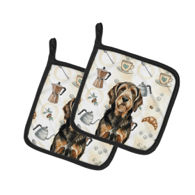 Black and Tan Otterhound Coffee Bar Pair of Pot Holders