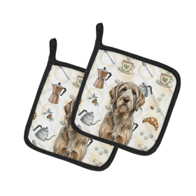 Grizzle and Tan Otterhound Coffee Bar Pair of Pot Holders