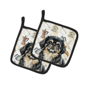 Black and Tan Pekingese Coffee Bar Pair of Pot Holders