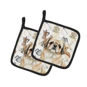 Fawn Pekingese Coffee Bar Pair of Pot Holders