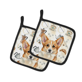 Corgi Coffee Bar Pair of Pot Holders