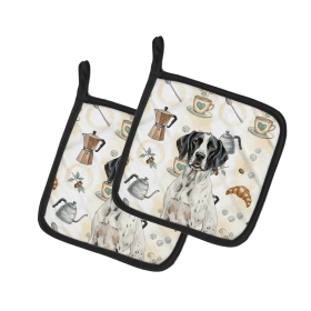Black and White Pointer Coffee Bar Pair of Pot Holders