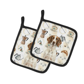Liver and White Pointer Coffee Bar Pair of Pot Holders