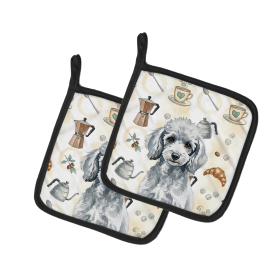 Miniature Silver Poodle Coffee Bar Pair of Pot Holders