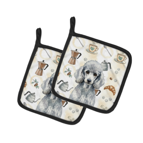 Standard Silver Poodle Coffee Bar Pair of Pot Holders