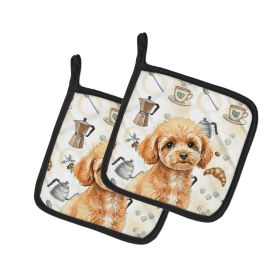 Toy Apricot Poodle Coffee Bar Pair of Pot Holders