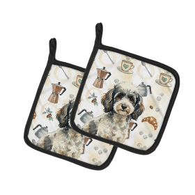 Toy Parti Poodle Coffee Bar Pair of Pot Holders