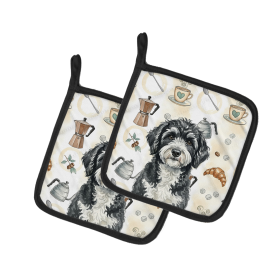 Portuguese Water Dog Coffee Bar Pair of Pot Holders