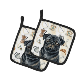 Black Pug Coffee Bar Pair of Pot Holders