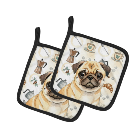 Fawn Pug Coffee Bar Pair of Pot Holders