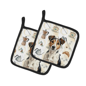 Tricolor Russell Terrier Coffee Bar Pair of Pot Holders