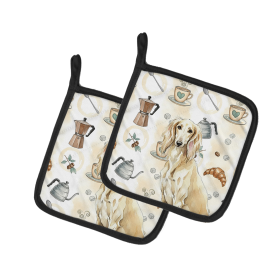 Cream Saluki Coffee Bar Pair of Pot Holders