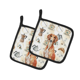 Red Saluki Coffee Bar Pair of Pot Holders