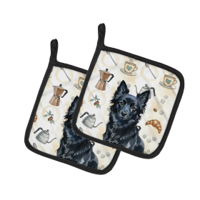 Schipperke Coffee Bar Pair of Pot Holders