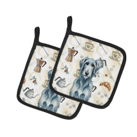 Blue-Gray Scottish Deerhound Coffee Bar Pair of Pot Holders