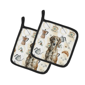 Brindle Scottish Deerhound Coffee Bar Pair of Pot Holders
